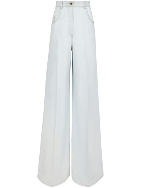 high-waisted flared jeans