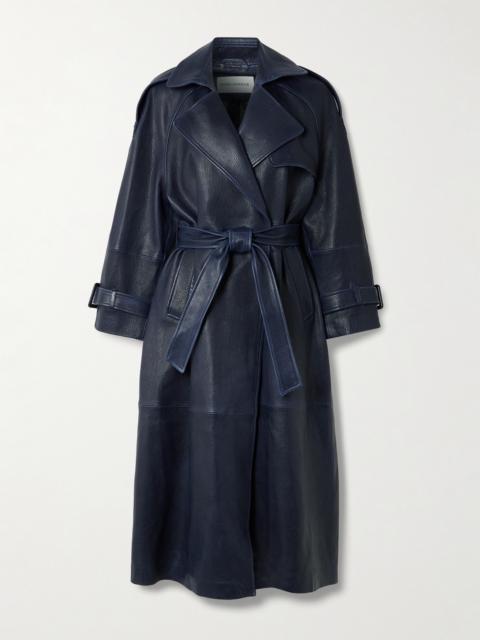Claudia Belted Textured-leather Trench Coat