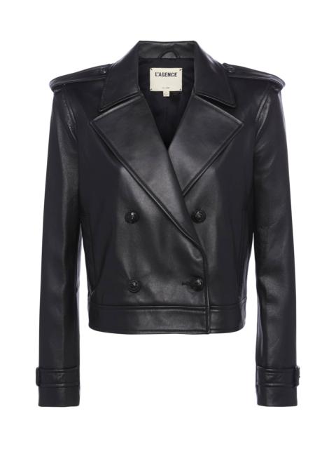 Xoey Cropped Leather Trench Coat