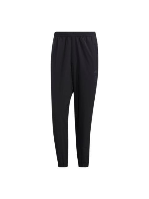 Men's adidas Solid Color Brand Logo Elastic Waistband Bundle Feet Sports Pants/Trousers/Joggers Blac