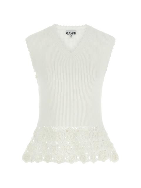 crochet ribbed V-neck tank top