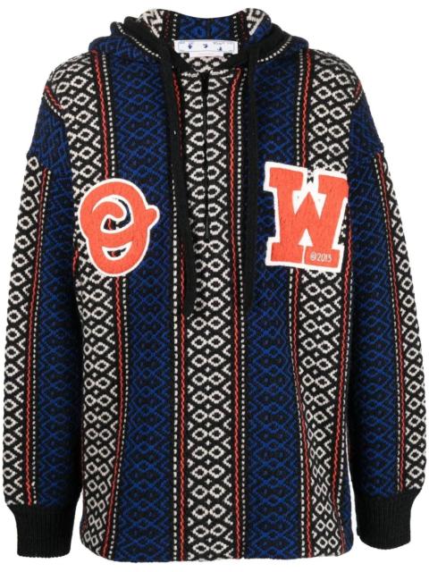 geometric-patterned alpaca-blend hoodie