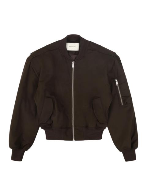 CROPPED BROAD BOMBER SUITING DARK BROWN