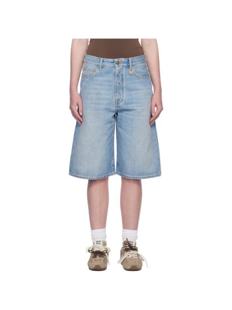 Blue Faded Denim Shorts