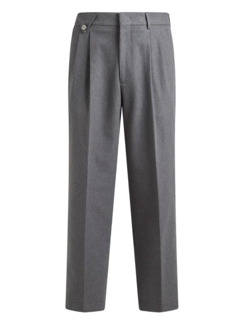 button pleated wool trousers