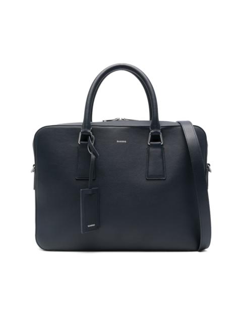 top-handle leather laptop bag
