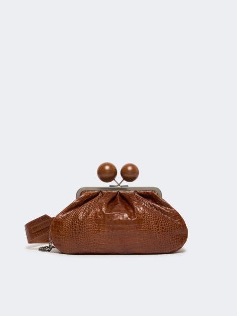 Medium crocodile-print leather Pasticcino Bag - RED BROWN