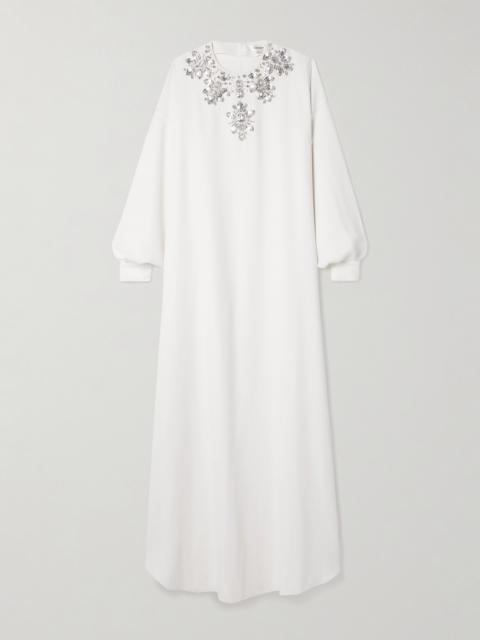 Draped Crystal-embellished Cady Gown