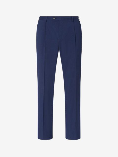 Navy blue wool single-dart trousers