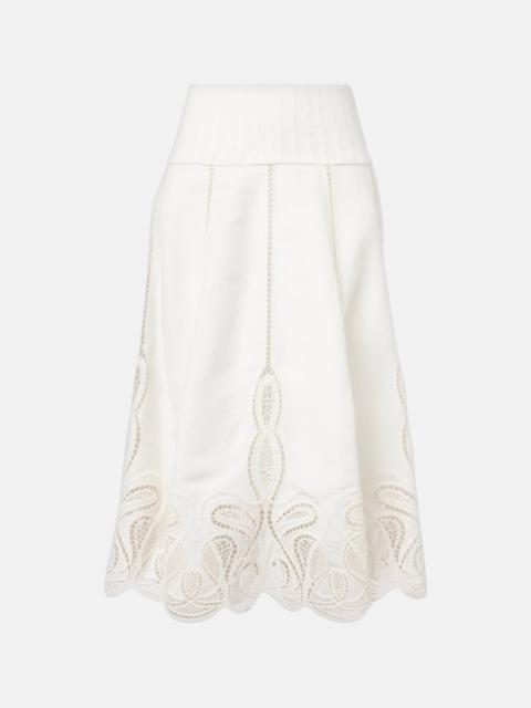Kaius lace-trimmed line-blend midi skirt