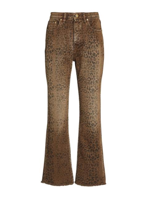 Leopard Cropped Flare Jeans