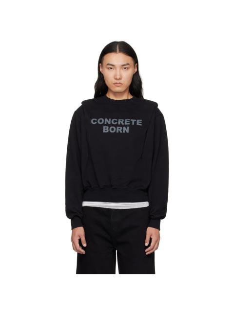Black Collared Crewneck Sweatshirt