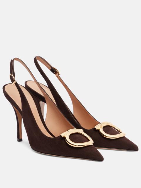 Sara Maxi Gancini suede slingback pumps