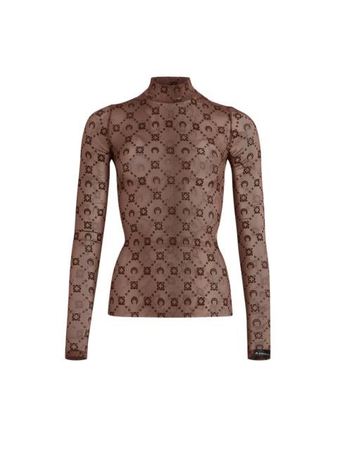 Recycled Mesh Flock Second Skin Highneck Top