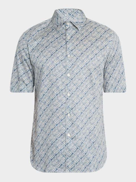 Men's Printed Cotton Short-Sleeve Shirt