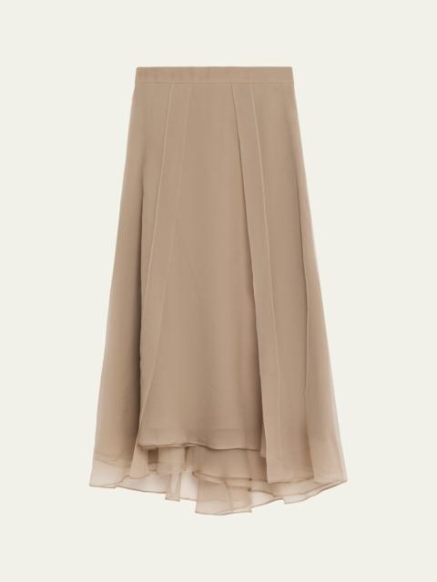 Crispy Silk Organza Overlay Midi Skirt