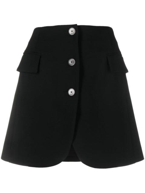 button-front virgin-wool miniskirt