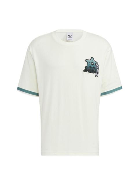 adidas Alphabet Printing Round Neck Pullover Short Sleeve Unisex White HS2016