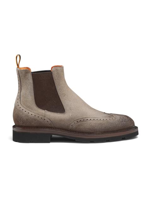 Men’s natural suede Chelsea brogue boot