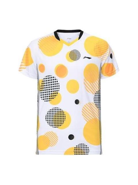 Li-Ning Badminton Wear Game Shirt 'White Yellow' AAYR381-1