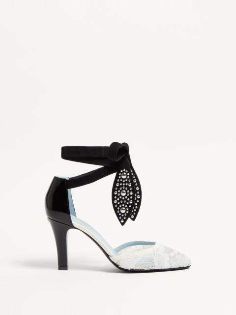 FOLIEFOLIAGE PUMPS IN ABRASIVE CALFSKIN AND LACE 85MM