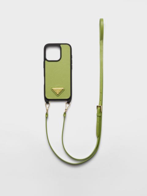 Saffiano leather case for iPhone 16 Pro