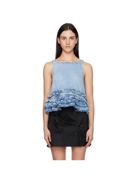Blue Frill Denim Tank Top