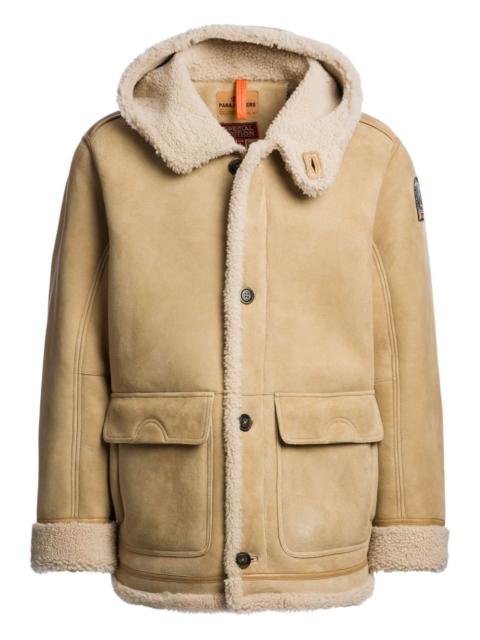 hooded suede sheepskin jacket