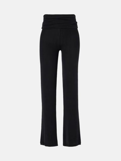 Gathered high-rise straight pants