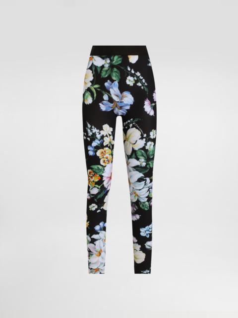 Activewear leggings in floral-print jersey