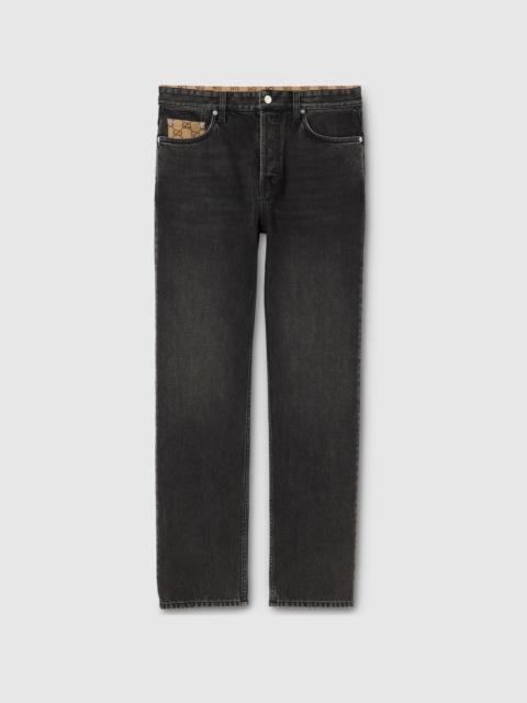 Washed cotton denim pant