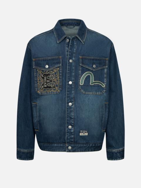 Sheridan Daicock Print and Seagull Embroidery Regular Fit Denim Shirt Jacket