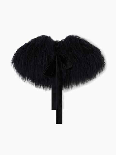 CURLY MONGOLIAN LAMB FUR COLLAR