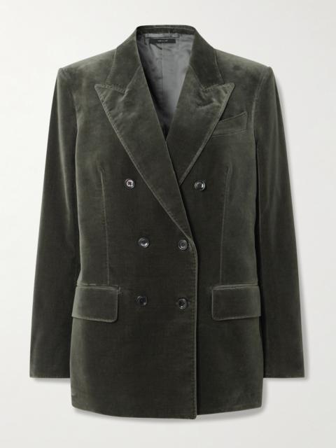 Double-breasted Cotton-blend Velvet Blazer
