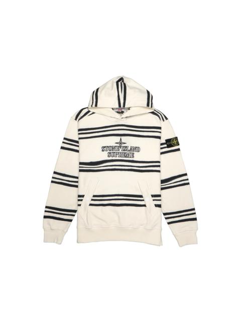 Supreme Stone Island Warp Stripe Hooded Sweatshirt White