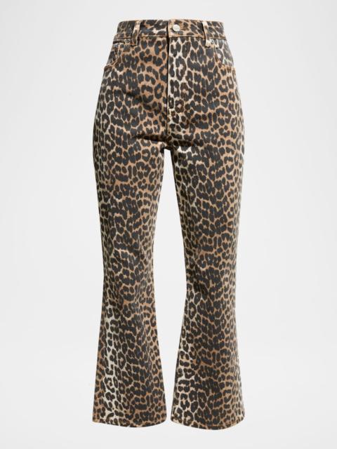 Betzy Leopard Cropped Bootcut Jeans