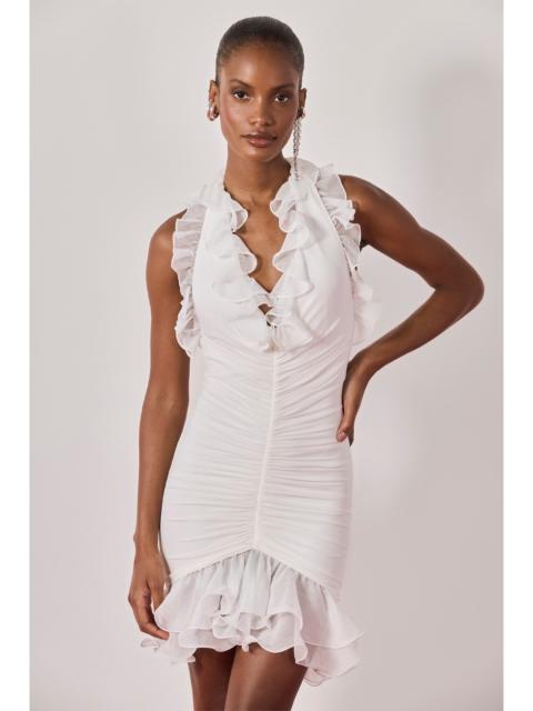 SILK PLISSE PLUNGE MINI DRESS