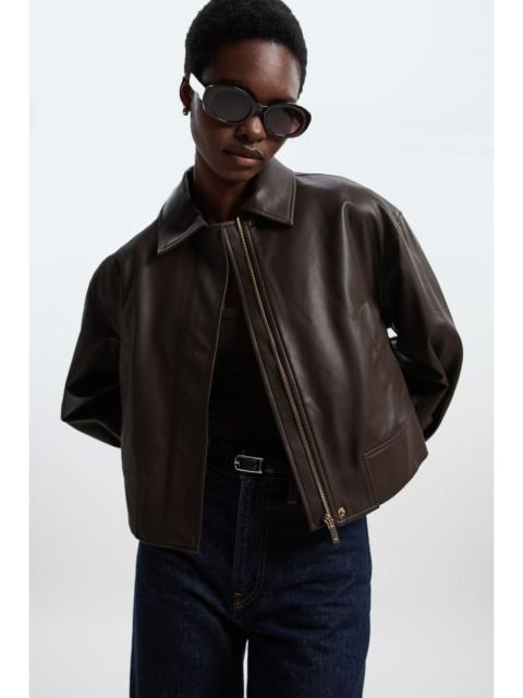 Faux Leather Tailored Bomber Jacket
