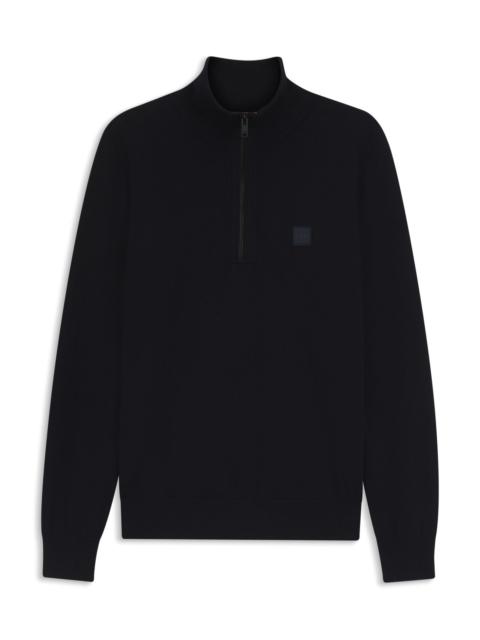 LOGO-PATCH ZIP-NECK SWEATER IN COTTON AND CASHMERE