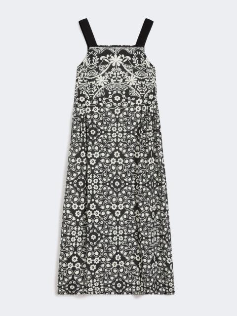 Printed cotton voile dress - BLACK