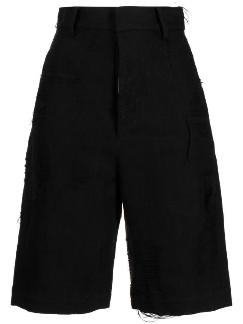 distressed-finish knee-length shorts
