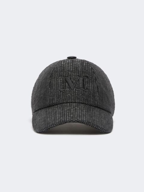 Raffia-effect basketweave baseball hat - BLACK