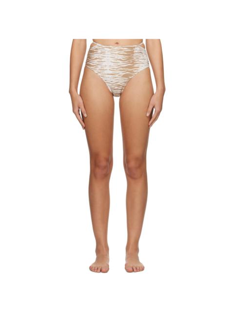 Beige Printed Bikini Bottom