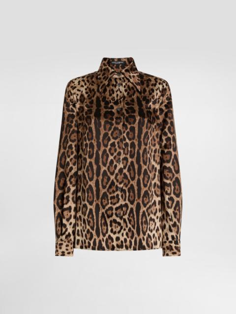 Leopard-print satin shirt