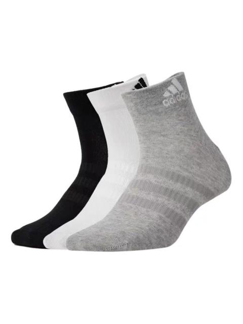 adidas Breathable Sports Short Basketball Socks Black/White/Grey DZ9434