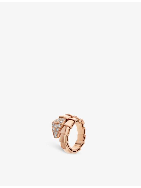 Serpenti Viper 18ct rose-gold and 0.53ct brilliant-cut diamond ring