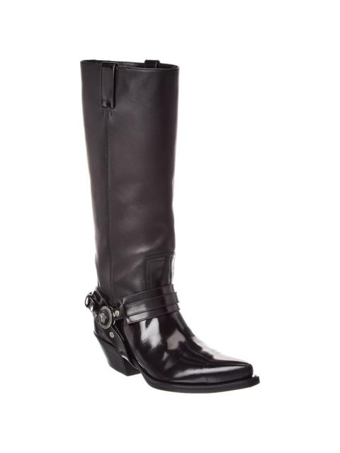 Versace Taxano Leather Knee High Boot
