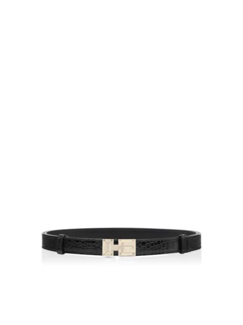 SOFT PRINTED CROCODILE LEATHER T LATCH BELT