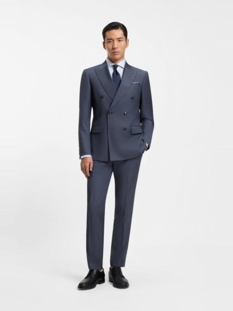 TWO-PIECE SLIM-FIT SUIT IN PATTERNED VIRGIN WOOL