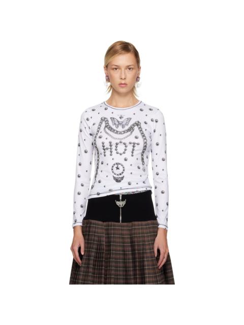 White 'HOT' Fitted Jersey T-shirt